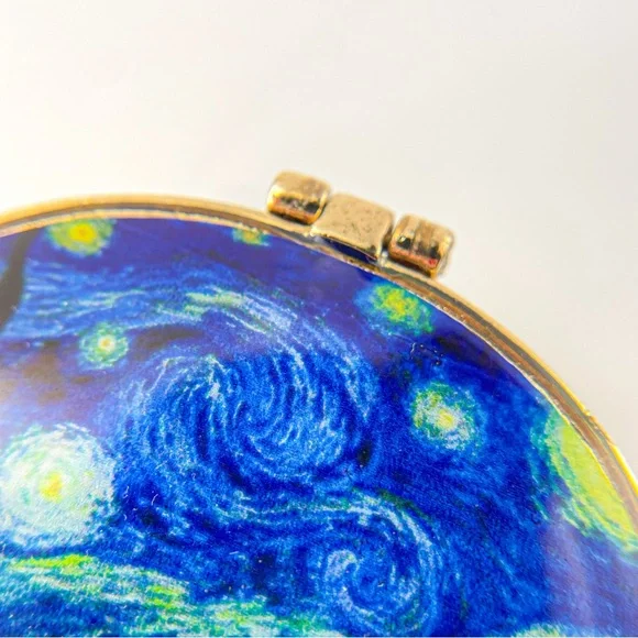 Starry Night by Vincent Van Gogh RARE Small Enamel Trinket Box with Crystal - Picture 4 of 11